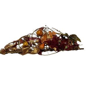 Modern Fall Teardrop Door Decorative Handcrafted Autumnal Twig Ribbon Swag Decor